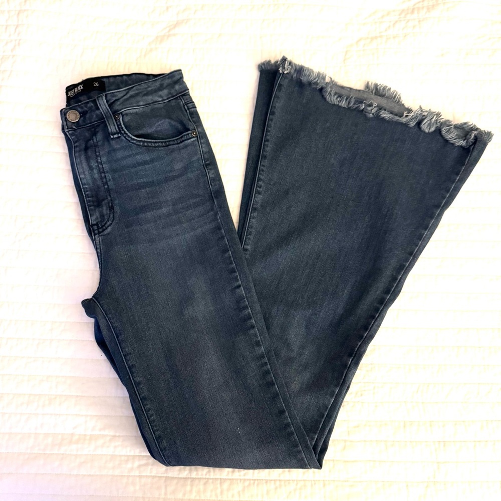 Just Black Bell Bottom Frayed Hem Women's Flare Jeans Size 26